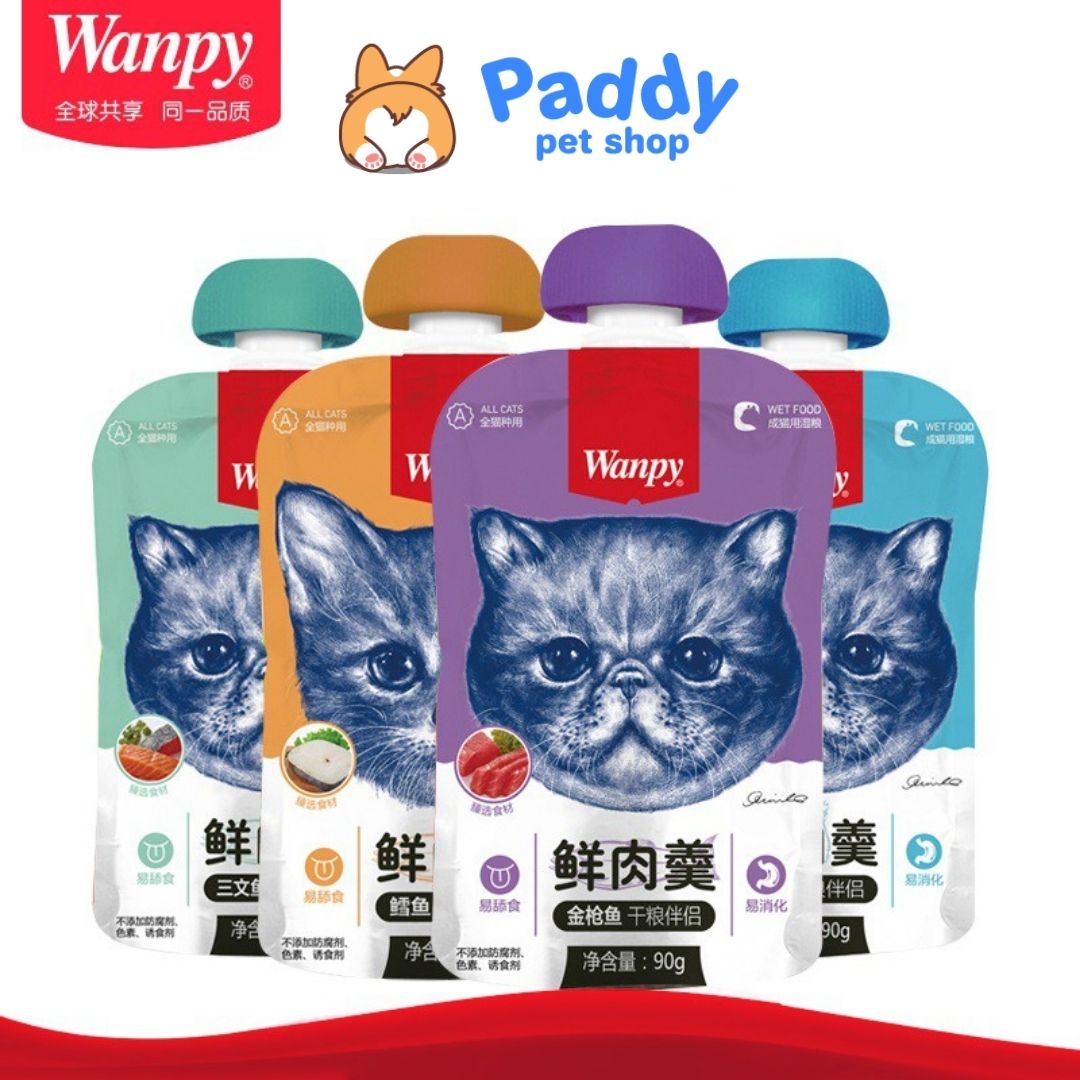 Súp Thưởng Mèo Wanpy Nắp Vặn Dễ Bảo Quản 90g