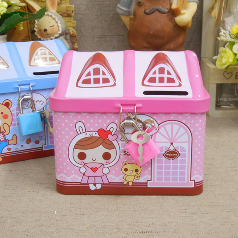 [HCM]KÉT SẮT MINI HÌNH NGÔI NHÀ - ỐNG HEO TIẾT KIỆM - KÉT SẮT MINI CÓ KHOÁ
