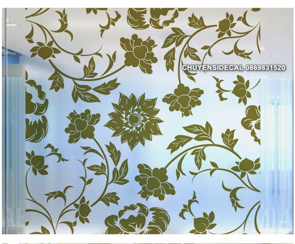 [HCM]Decal Dán Kính Cao Cấp - Hoa văn Cúc Xanh Rêu( 60x58cm )-DK7083