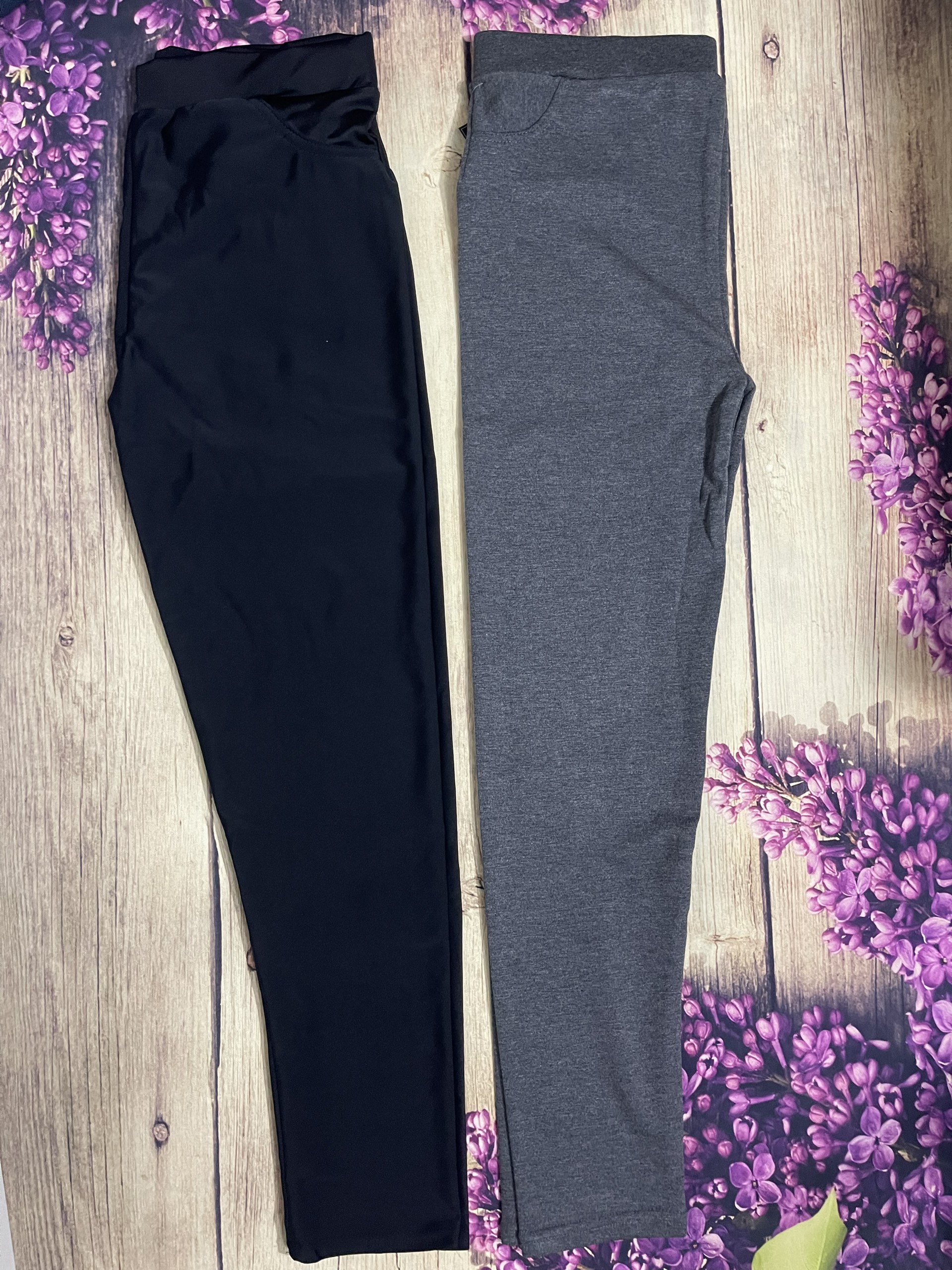 Quần legging trơn - thun nữ ôm body Đen - Xám