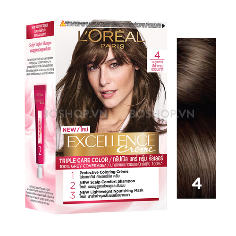 Thuốc nhuộm Loreal Excellence Creme 4.45 - Màu nâu đồng ánh đỏ