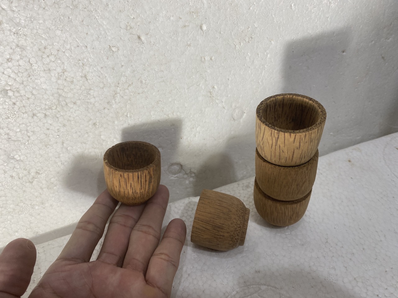 COMBO 2 LY RƯỢU MÀI THÔ GỖ DỪA - CỐC UỐNG TRÀ