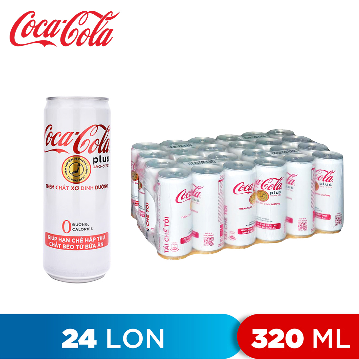 Thùng 24 lon nước ngọt coca cola plus 320ml