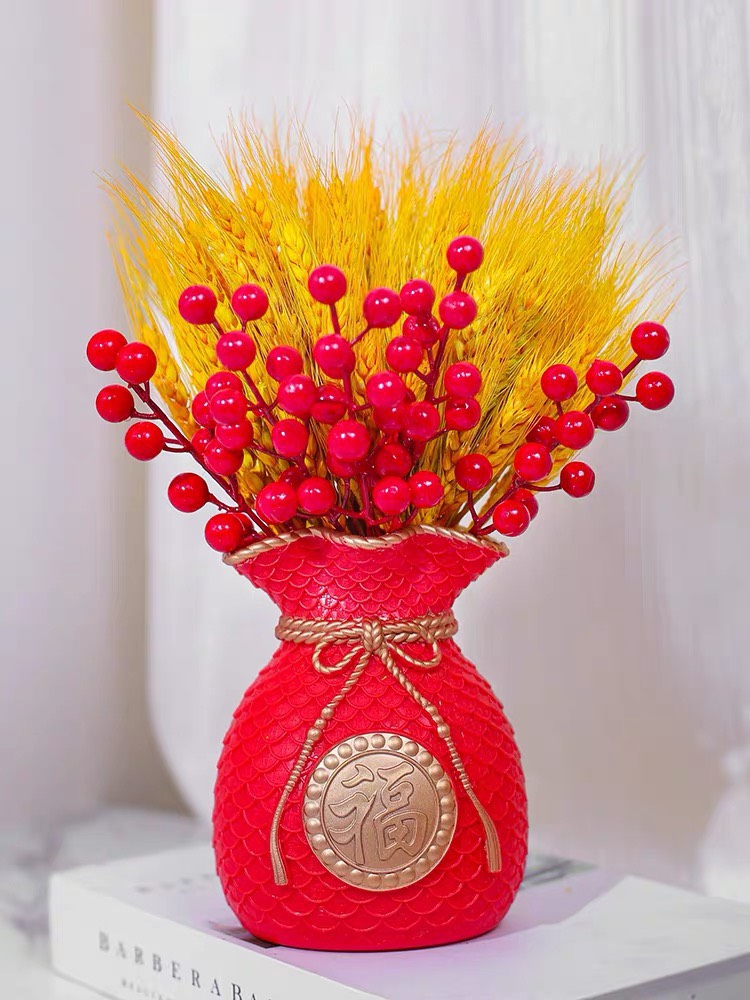BÌNH HOA TÚI TIỀN VÀNG TẶNG KÈM HOA LÚA MẠCH