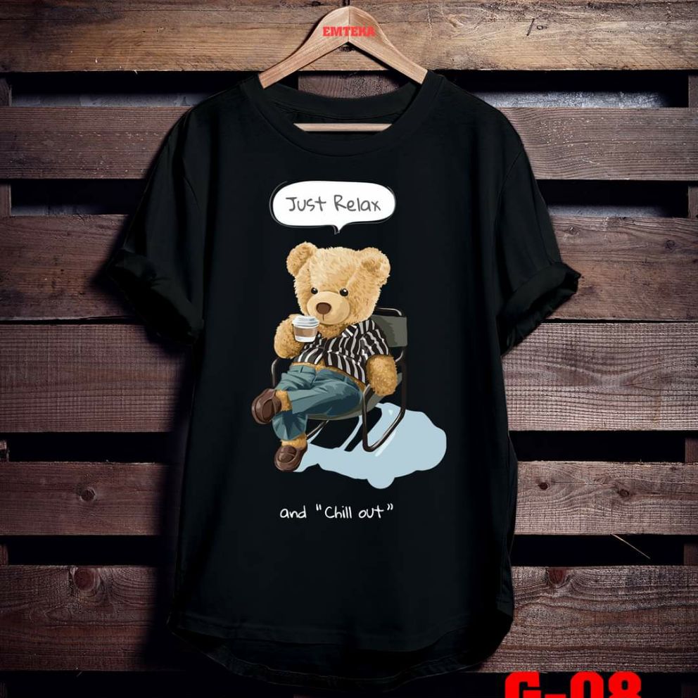 [HCM]Áo thun TAY NGẮN Gấu just relax and chill out (TAY LỠ IB)