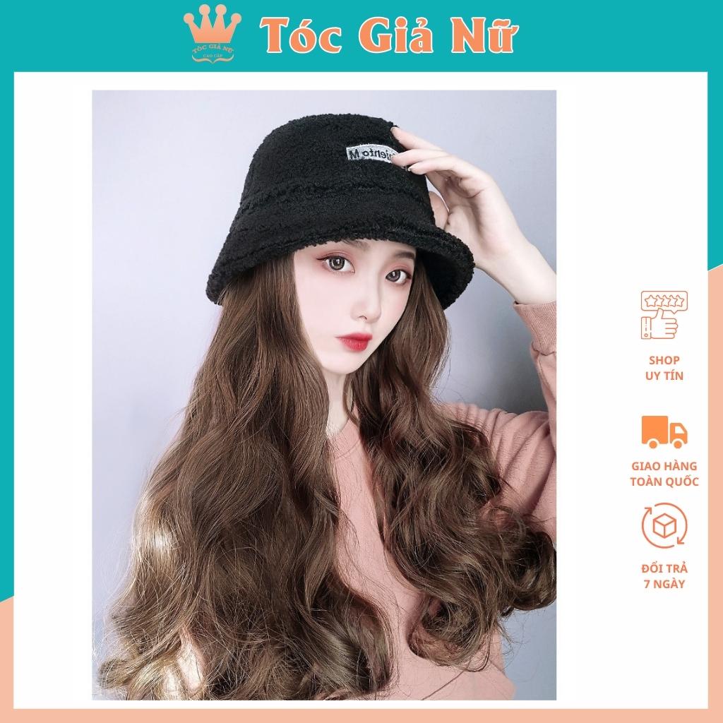 Tóc giả kèm mũ vành rộng màu đen