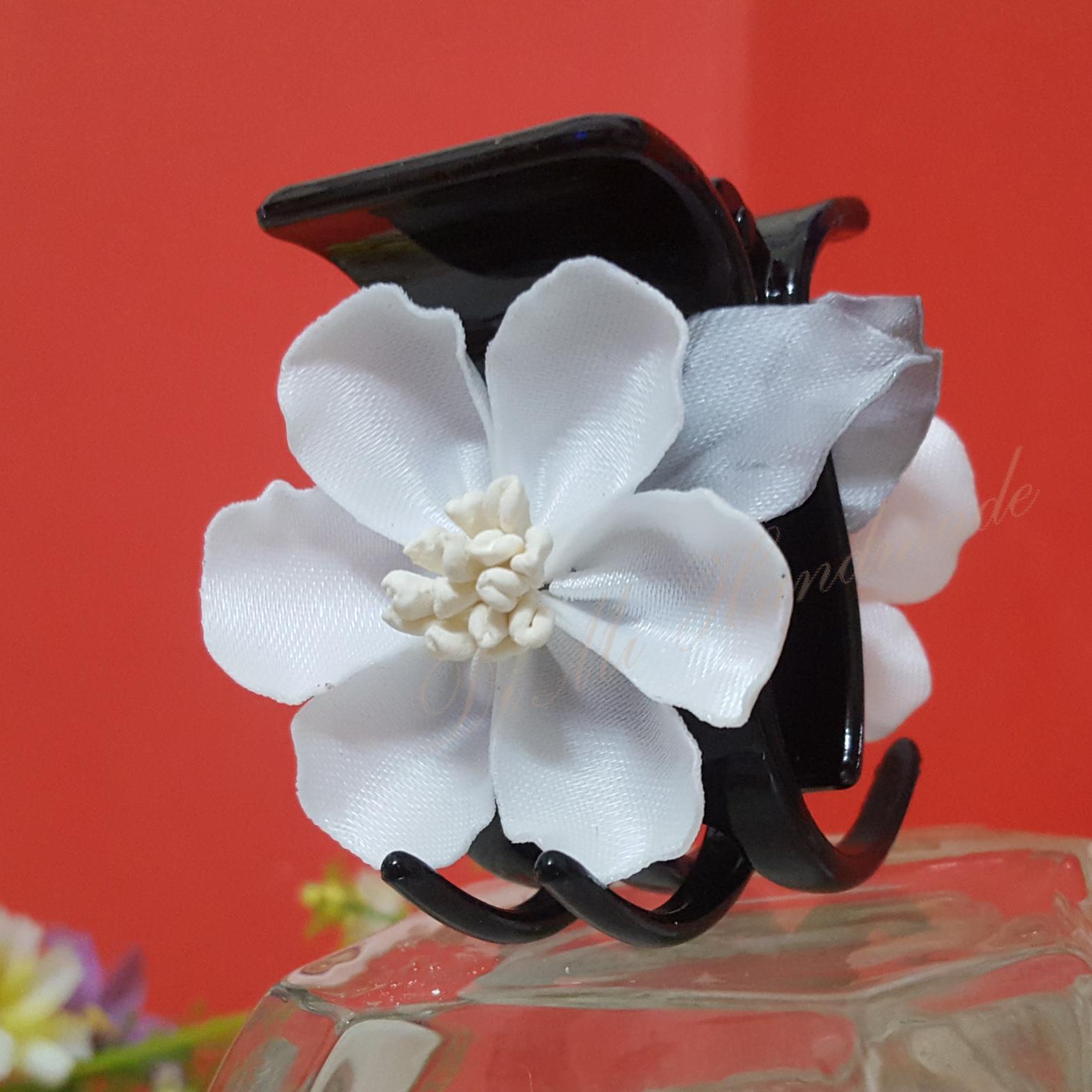 Kẹp tóc hoa handmade, kẹp càng cua 5 răng (DiMi-12)