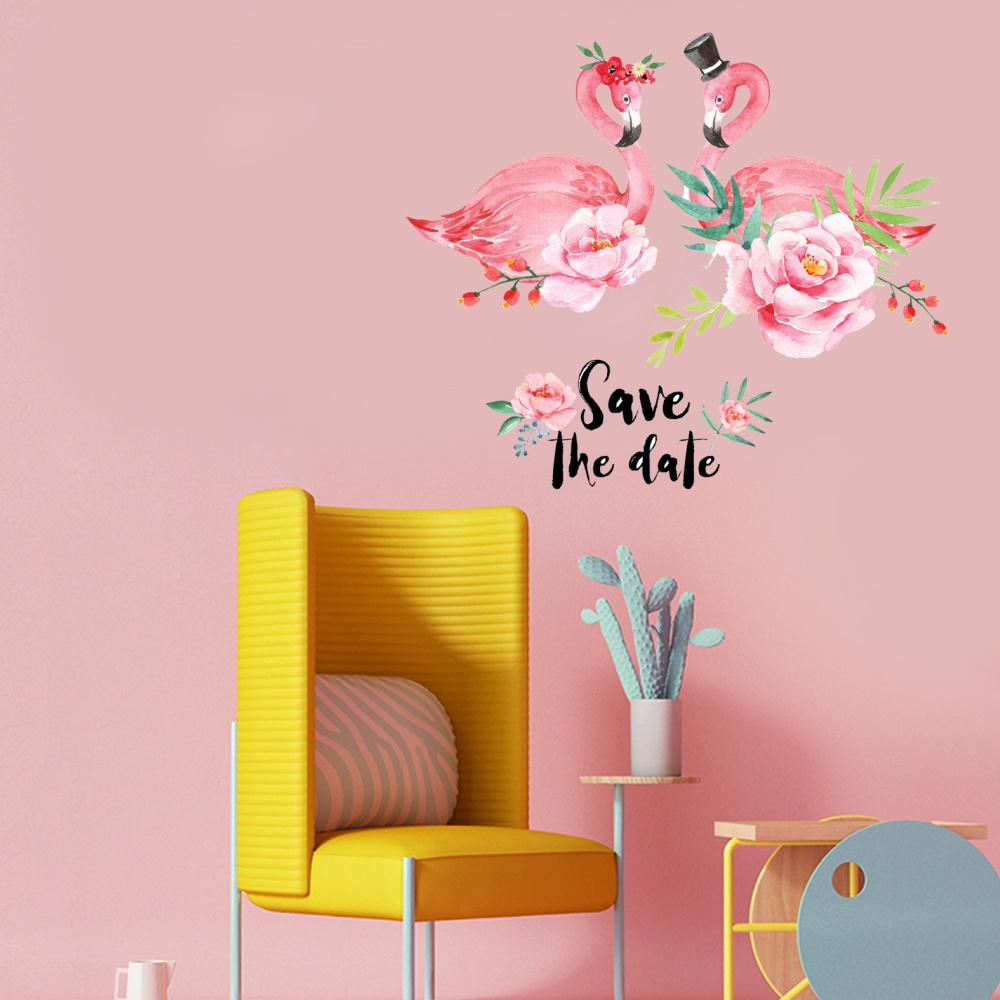 Decal dán tường Đôi hạc hồng -P14 -vivadecals