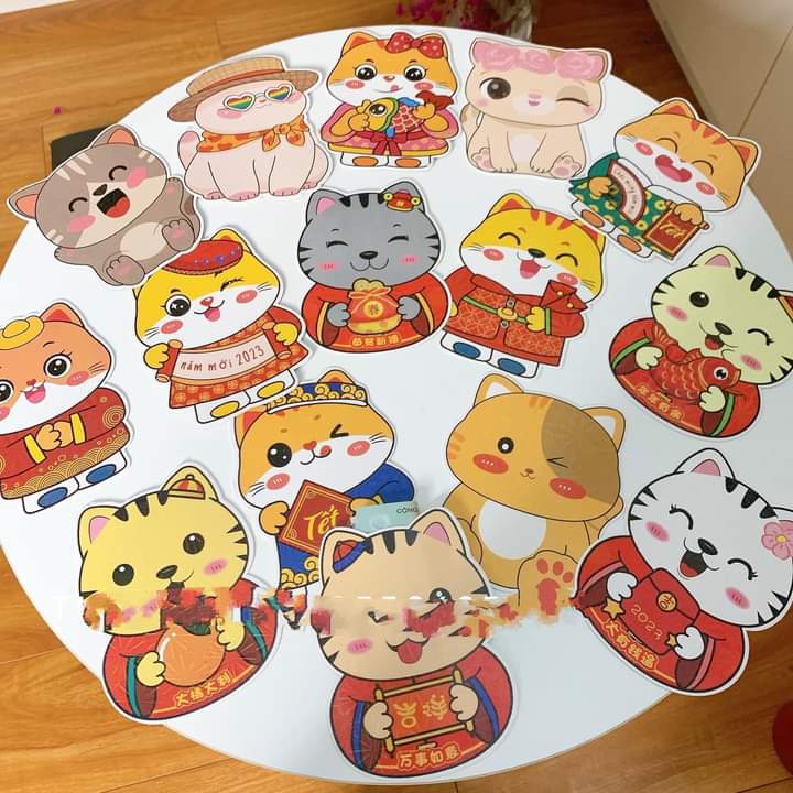 10 Cái bao lì xì Chibi mèo thần tài 2023