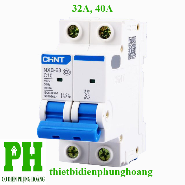 Aptomat - MCB CHINT 2 Pha (32A, 40A) loại NXB-63 6ka [CHÍNH HÃNG] [GIAO NHANH]