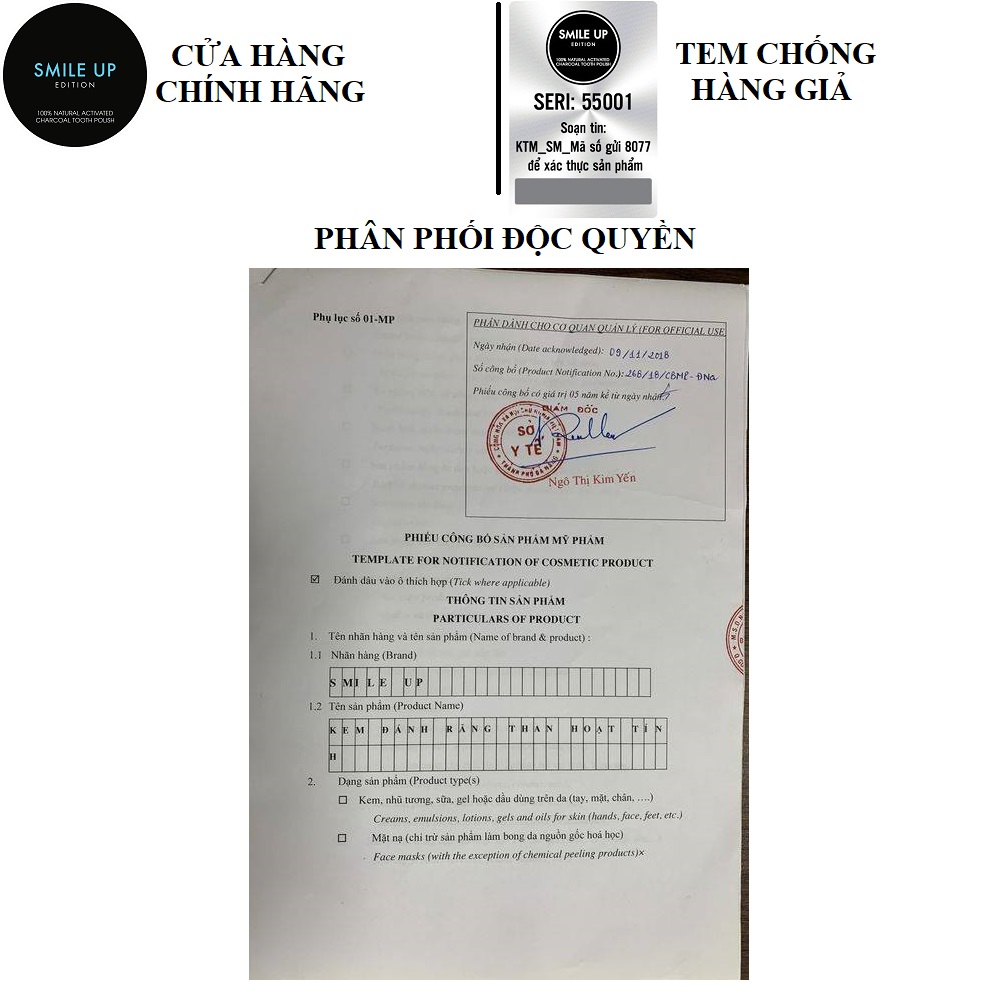 [HCM]Than hoạt tính trắng răng SMILE UP 100gram