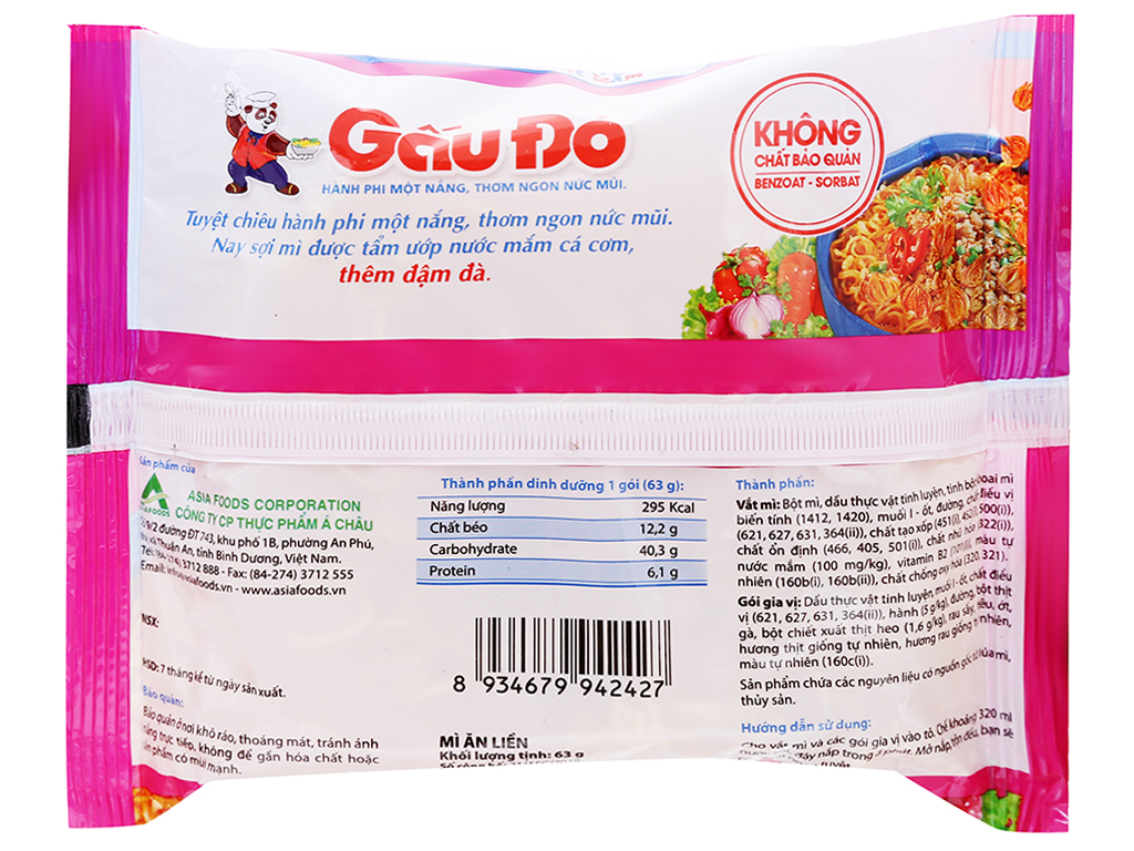 Combo 10 gói mì gấu đỏ thịt bằm