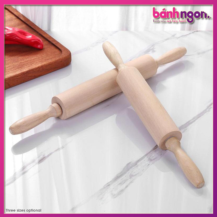 Cán lăn bột /cây lăn bột bằng gỗ có trục xoay 42cm