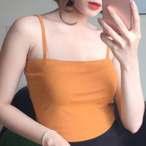 Áo Thun Croptop 2 Dây Croptop 3 Lỗ Basic Chất Liệu Thu Gân Dày 38kg - 55kg