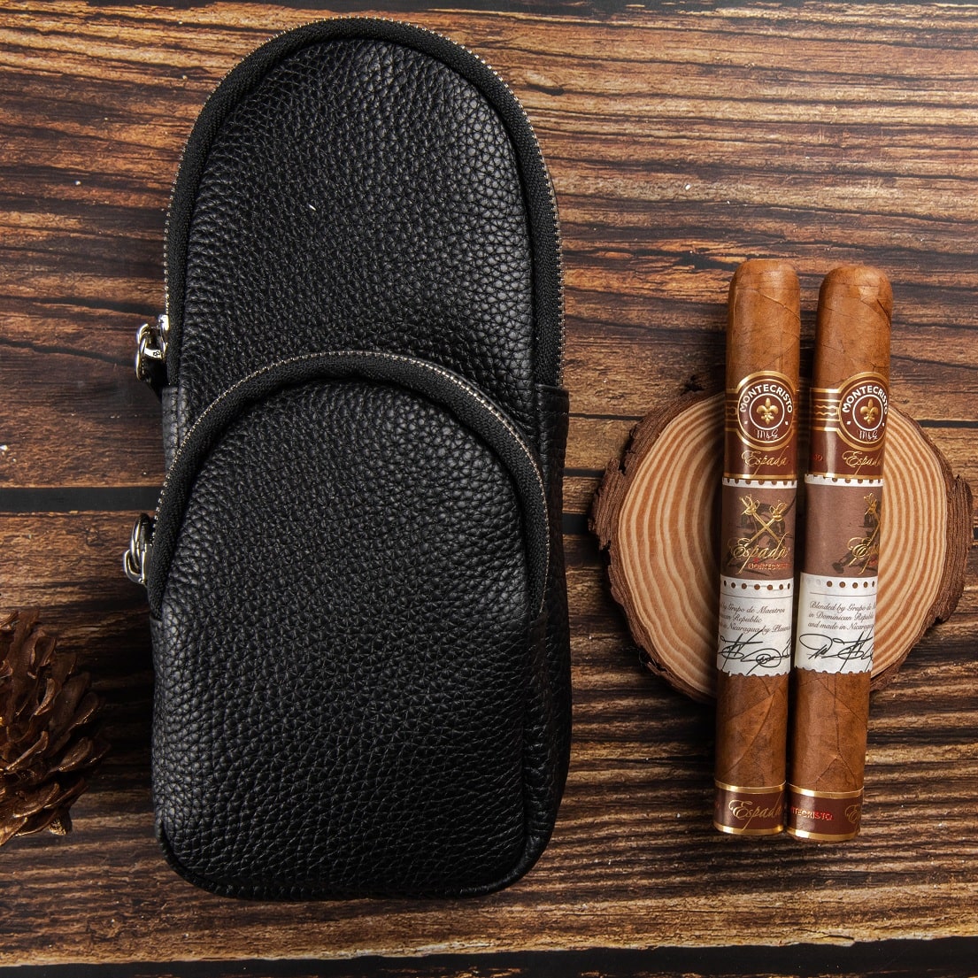 [Lấy mã giảm thêm 30%]Túi đựng cigar da thật TXG001D0 -