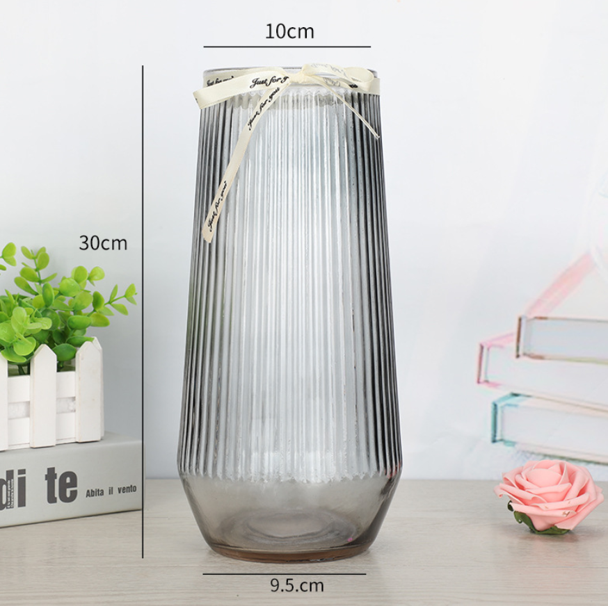 Lọ hoa thủy tinh sọc - lọ cắm hoa phong cách bắc âu