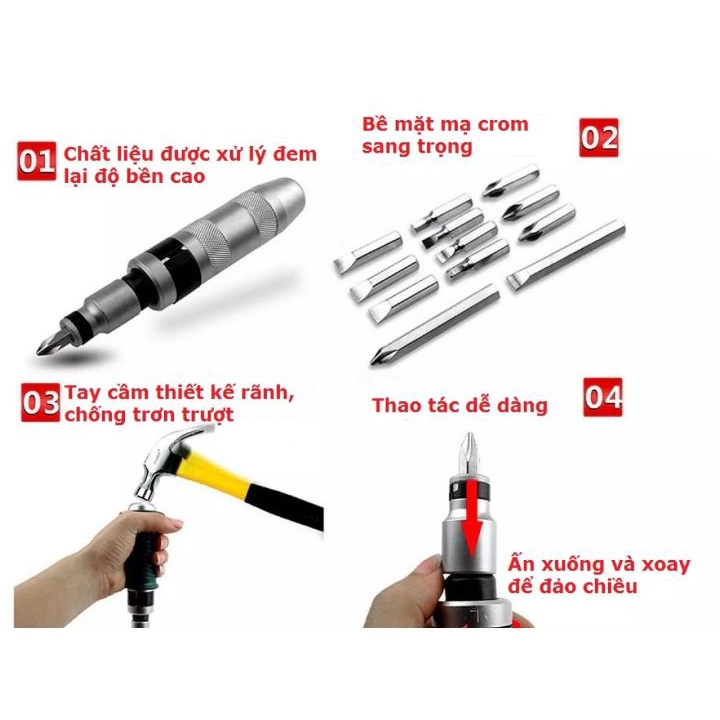 Bộ tua vít đóng xoay chiều cao cấp 7 món