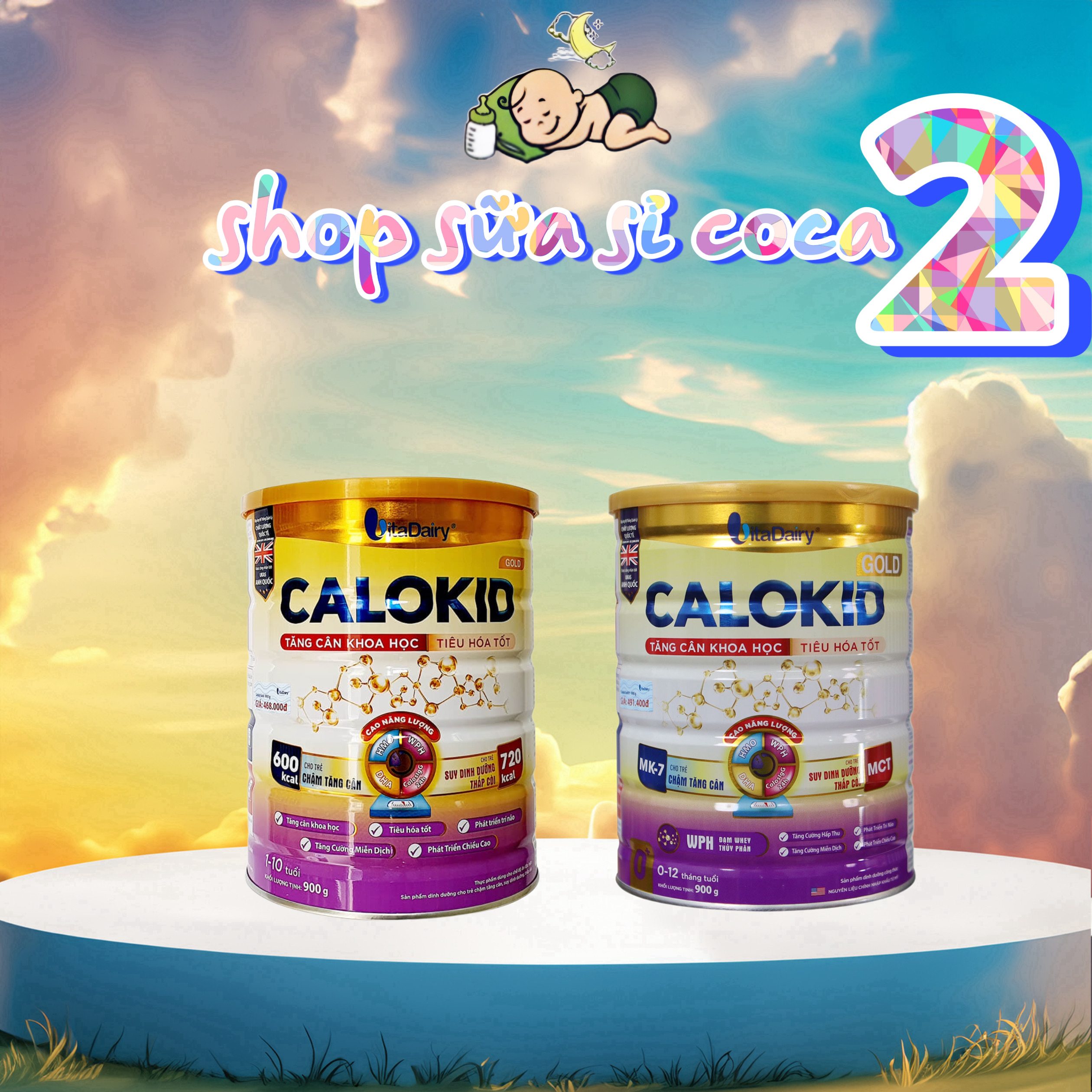 Vitadairy Sữa Calokid 900gr đủ loại cho bé (mã Qr tích xu đầy đủ - date 2026)