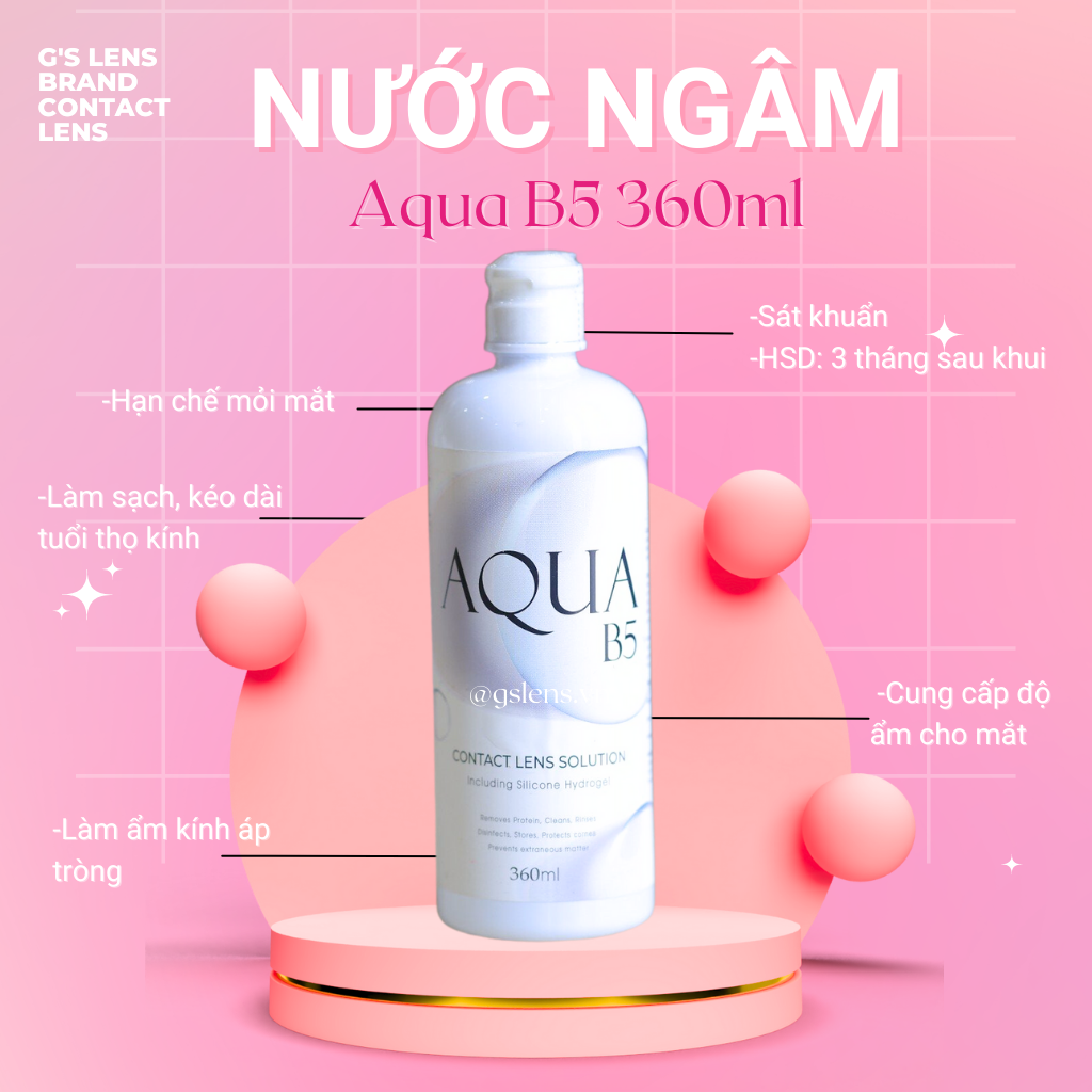 Nước ngâm thương hiệu aqua b5 360ml chuyên dụng dành cho lens kính áp tròng