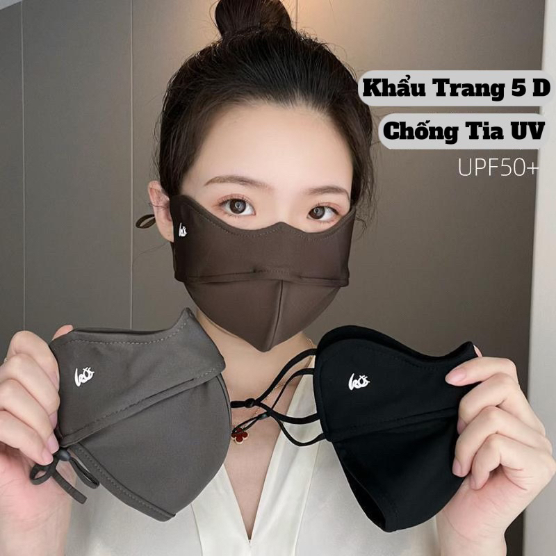 Khẩu trang chống 99% tia uv, khẩu trang cotton dày mịn hai lớp chống nắng upf 50+ kt4
