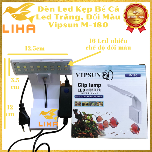 Đèn led kẹp bể cá led trắng, đổi màu vipsun m-180 size 15-25cm - led kẹp thành hồ cá thủy sinh