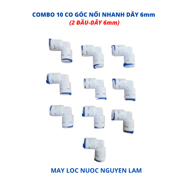 (HCM) Combo 10 Cút Nối Nhanh Dây 6mm - (Cút Góc Nối Nhanh 6mm)