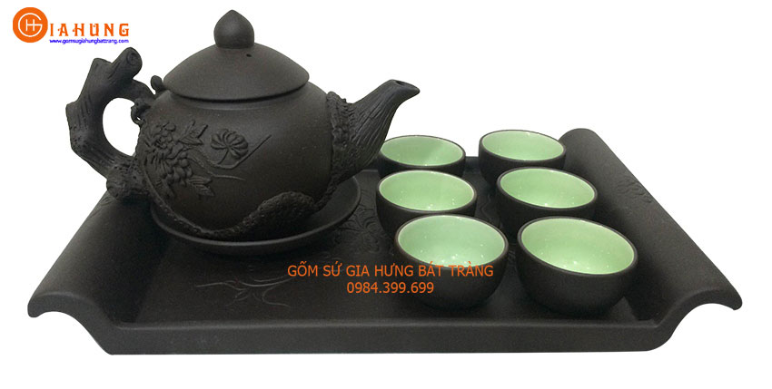 Bộ ấm chén gốm Gia Hưng Bát Tràng