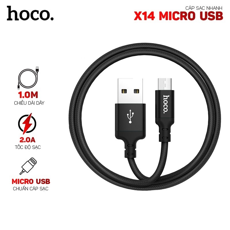 Cáp sạc iphone dài 1m/2m Hoco X14 siêu bền hàng chính hãng