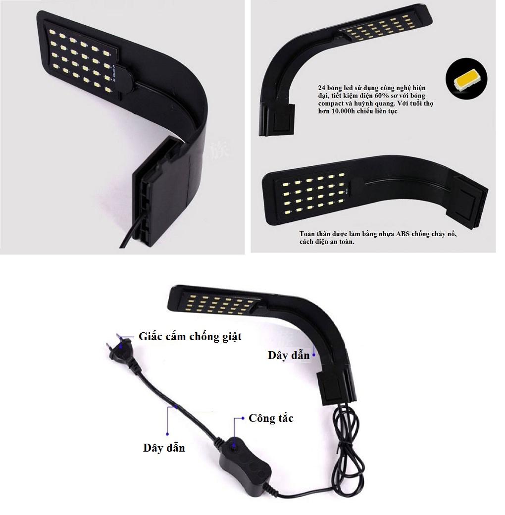 Đèn led X5 siêu sáng dành cho bể cá, bể thủy sinh (24 bóng)