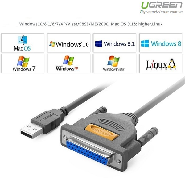 Cáp máy in usb to lpt db25 parallel dài 2m ugreen 20224 cao cấp
