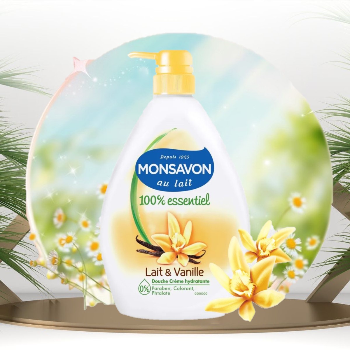 Sữa Tắm Monsavon Chiết Xuất Sữa Và Hoa Vani Dưỡng Da Trắng Mịn Lưu Hương Quyến Rũ Monsavon Lait & Vanille 1000ml