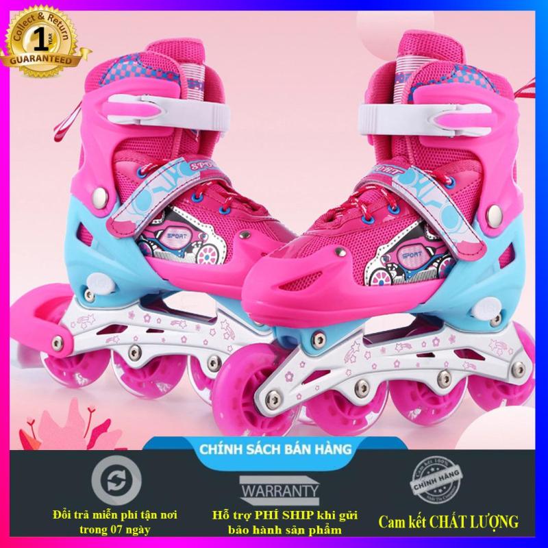 Mua Giày trượt patin cho bé gái tiểu học (5-12 tuổi), size M cao cấp + Tặng kèm đầy đủ phụ kiện (mũ bảo hiểm, bảo vệ tay chân, đồ trang trí)