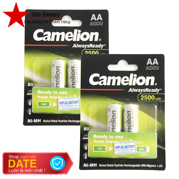 Combo 2 vỉ pin sạc aa camelion 2500mah