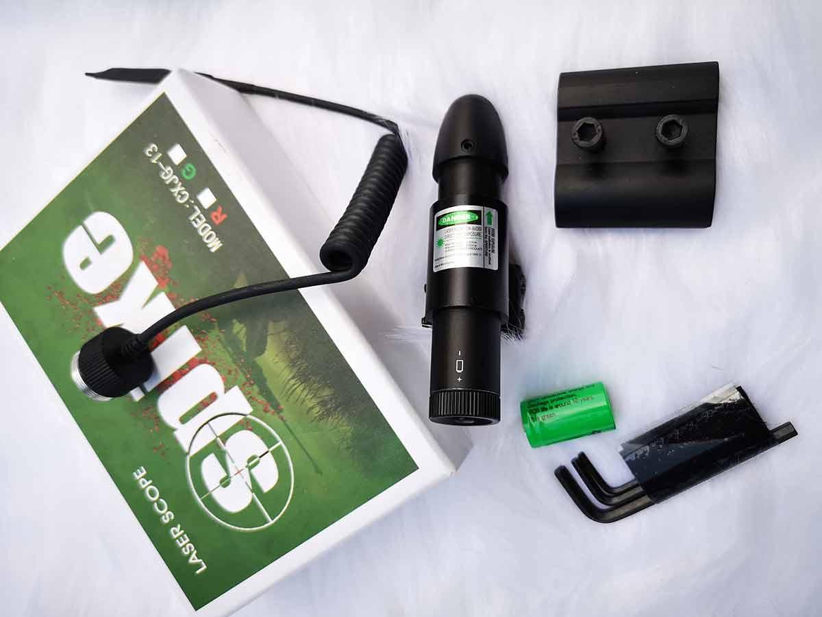 Đèn Laze tia đỏ pin sạc định vị