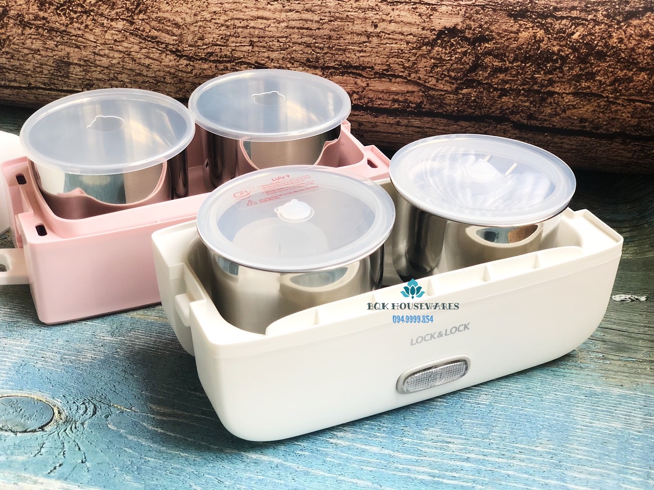 [HCM]Set cơm bộ hộp cơm cắm điện Lock&Lock EJR236WHT