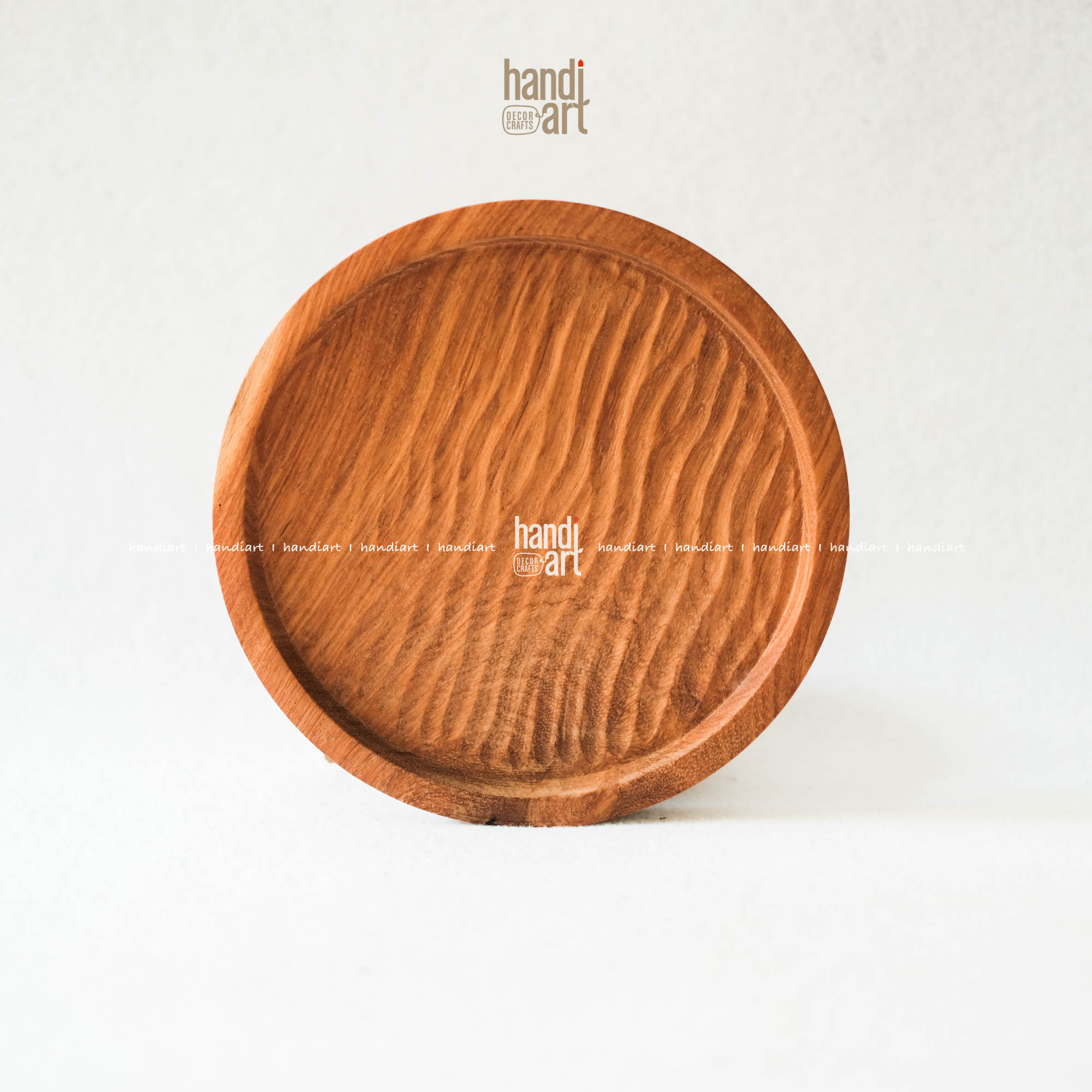 Đĩa gỗ đỏ tròn handmade, Đĩa đựng thức ăn