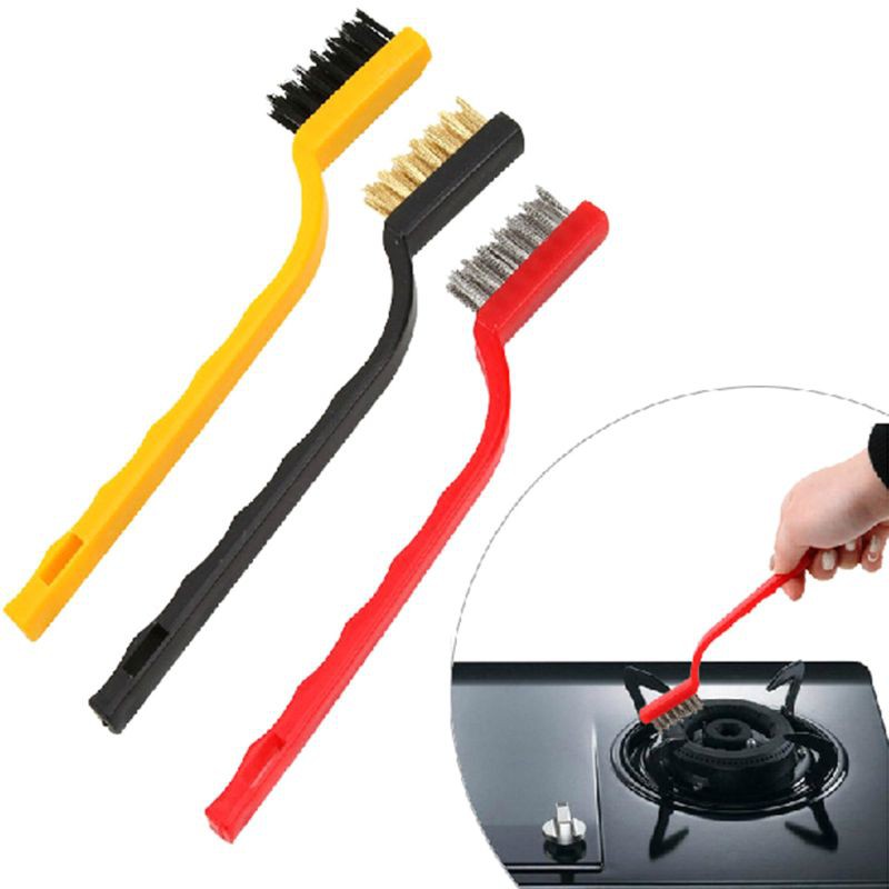 Set of 3 Kitchen Cleaning Brushes - Steel Toothbrush