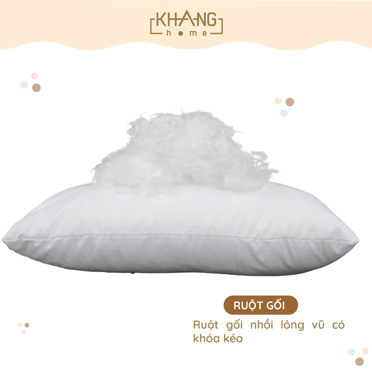 Ruột Gối Nằm Lông Vũ 30x50cm