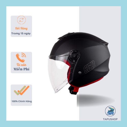 [CHÍNH HÃNG] MŨ BẢO HIỂM 3/4 EGO E-3 ĐEN NHÁM