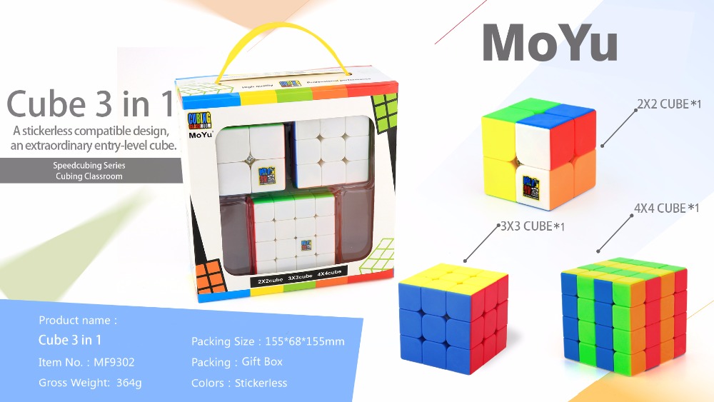 [HCM]Combo 3 Rubik Moyu Stickerless ( 2x2 3x3 4x4 ) - Rubik phát triển trí não IQ