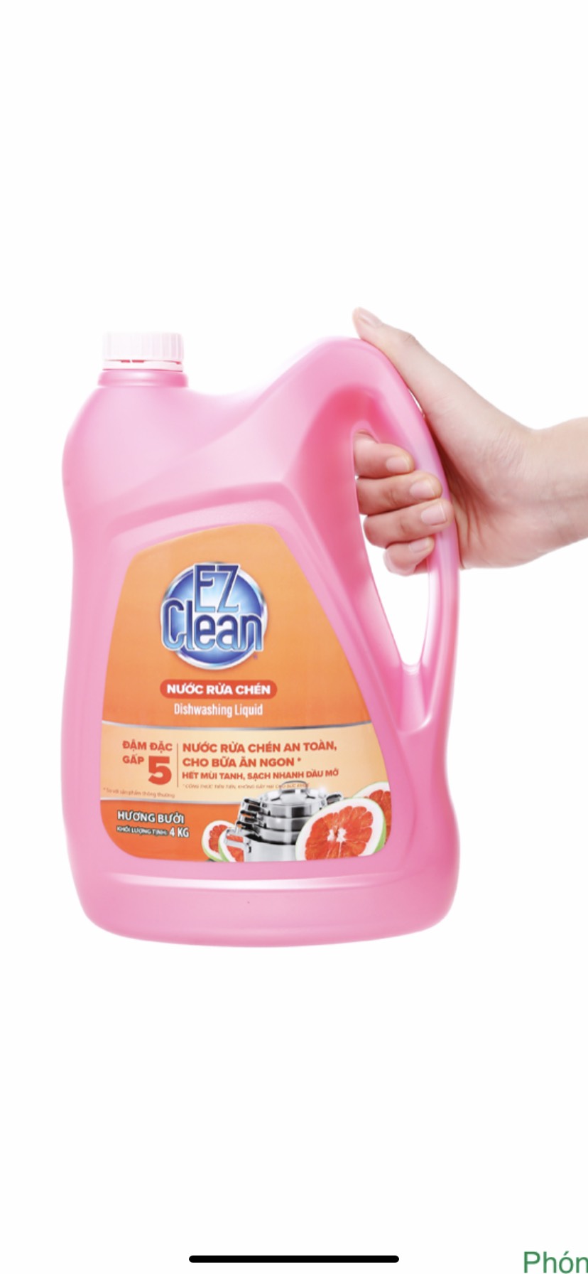 HCMNước rửa chén EZ CLEAN hồng chiếc xuất bưởi 4KG không màu