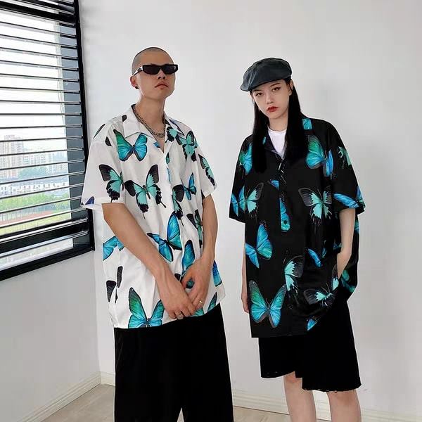 Áo sơ mi họa tiết bướm to Unisex
