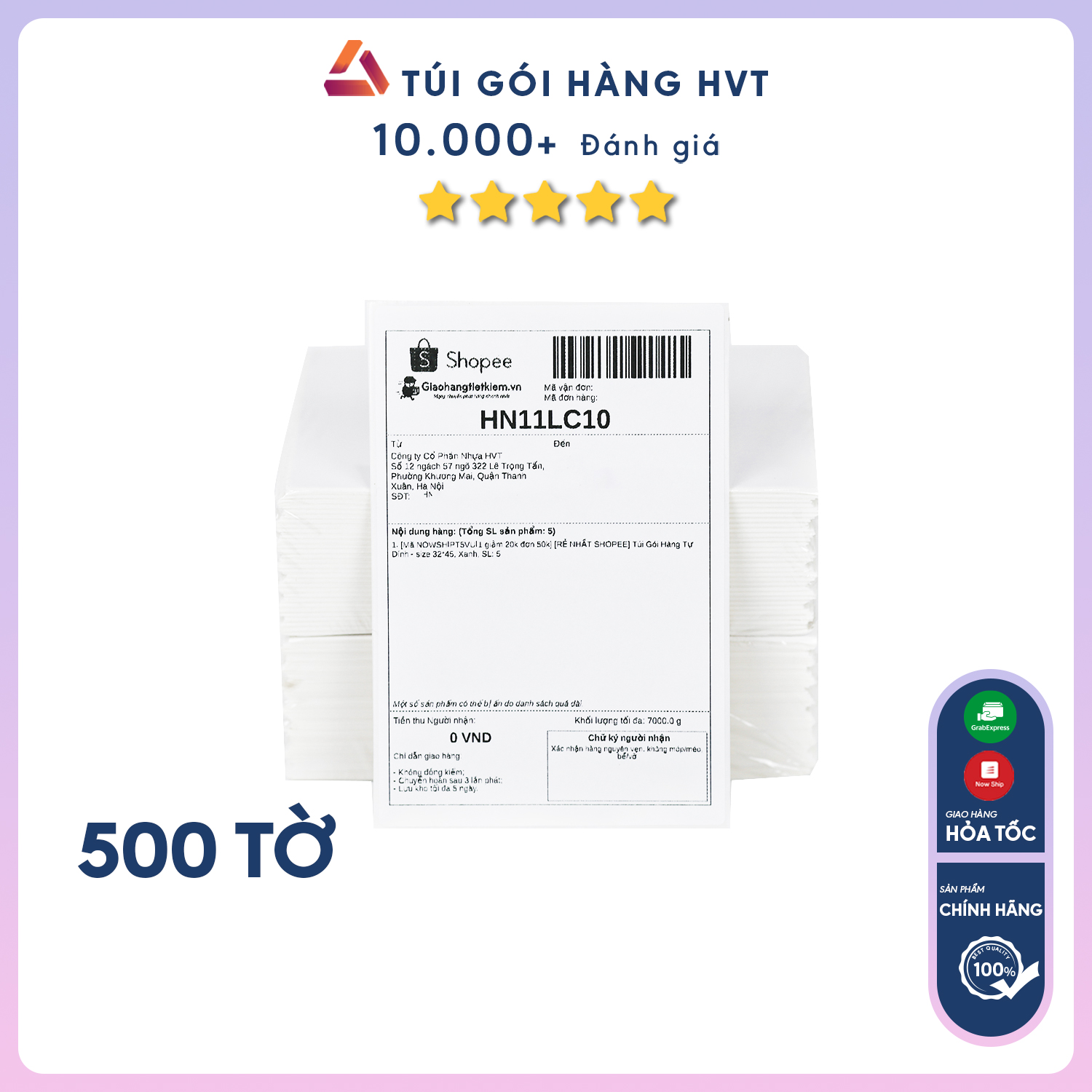 GIấy in nhiệt A6 cuộn 350 tờ, tệp 500 tờ - Giấy in đơn hàng tự dính - Giấy in decal NHỰA HVT