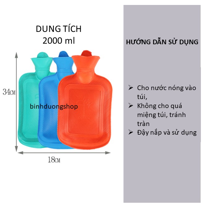 Túi chườm cao su nóng lạnh dung tích 2000ml
