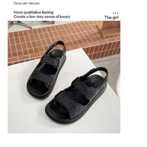 Giày sandal nữ, sandal học sinh hai màu đen trắng