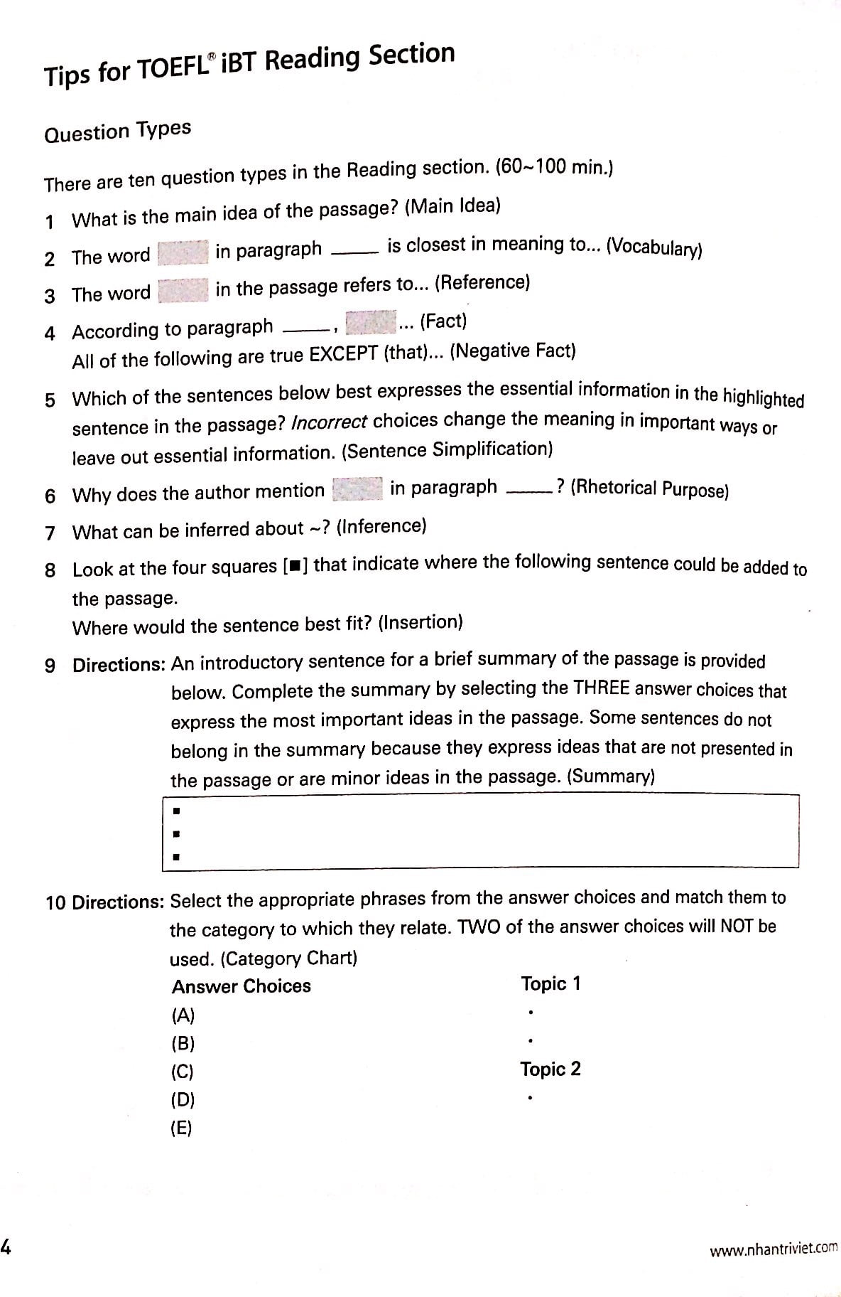 Sách Fahasa - TOEFL iBT Activator Reading (Tập 3) - Advanced