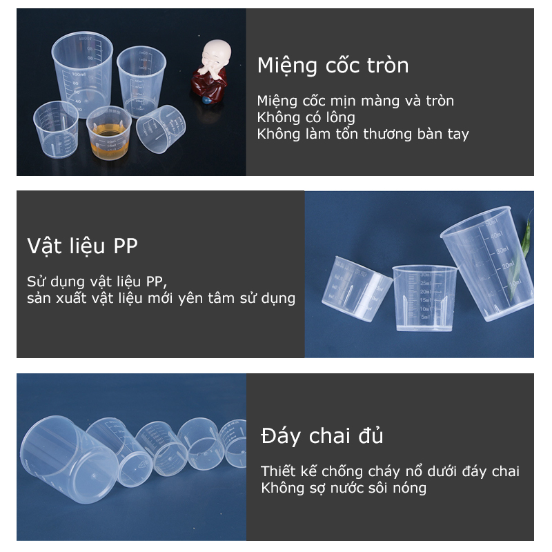 Cốc đong nhựa 30ml, 50ml, 100ml