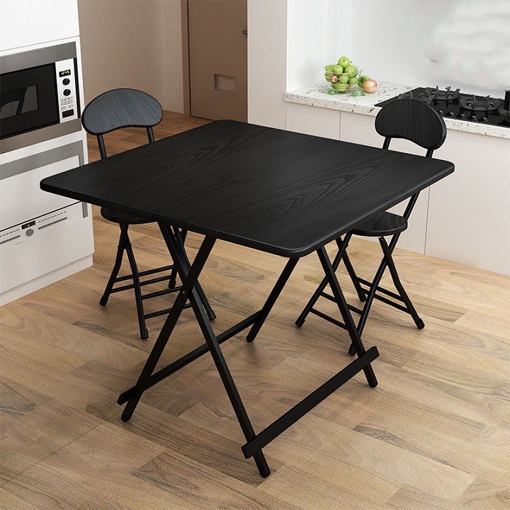 Bàn xếp gọn đa năng 80x80 cm vân gỗ sang trọng, Bàn gấp gọn gỗ chân kim loại 3 màu sắc lựa chọn