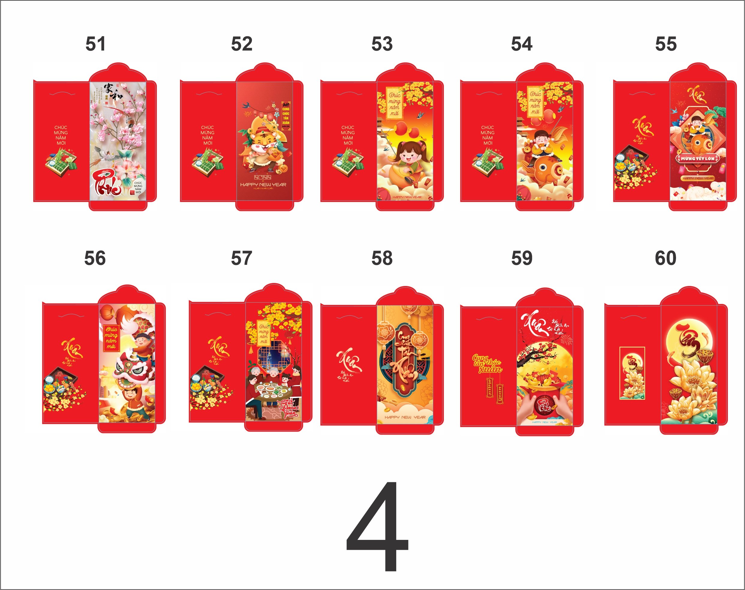 Combo 100 Bao lì xì truyền thống tết 2022