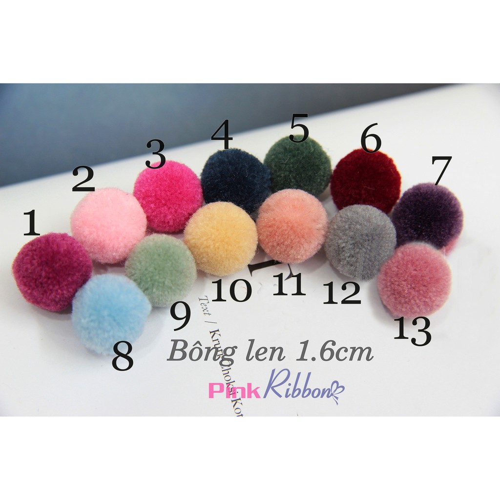 Bông len tròn nhiều màu cỡ 1.6cm